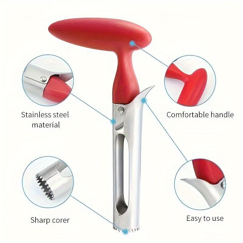 Stainless steel apple corer heavy-duty corer with comfortable grip - easy slicing of apples, pears, bell peppers, and pineapples