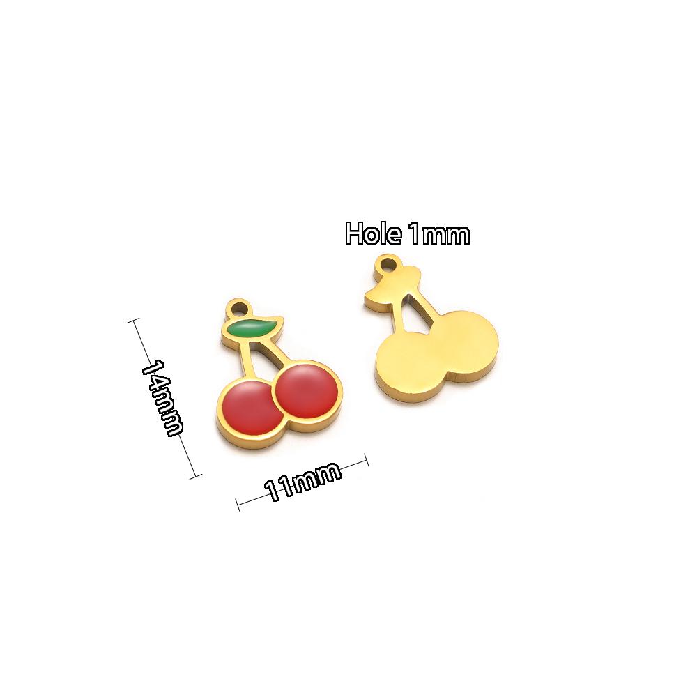 

5Pcs Stainless Steel Cute Mushroom Enamel Fruits Small Cherry Charms DIY Kids Necklace Children Bracelet Jewelry Earrings Making