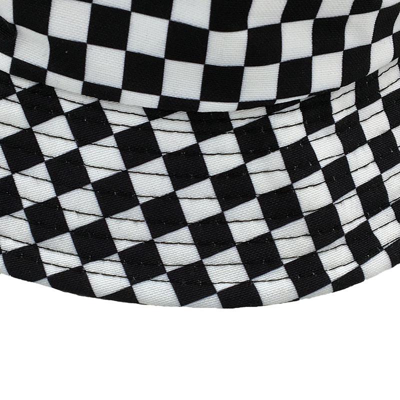 Popular black and white plaid element sun hat bucket hat double-sided sun protection basin hat sun hat