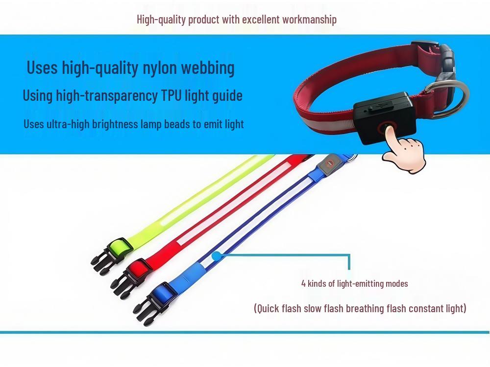 USB Wiederaufladbares LED Hundehalsband für Nachtsicherheit - Passend für Husky, Schäferhund, Golden Retriever