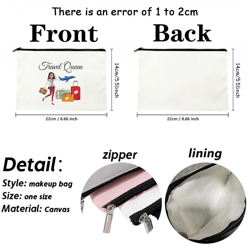 Airplane Travel Queen Print Cosmetic Bag Storage Zipper Pouch Perfume Lipstick Makeup Bags Pencil Case Wallet Stewardess Gifts