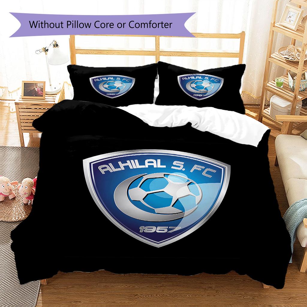 Al Hilal SFC Pattern Bedding,Quilt Set Quilt Cover Pillowcase Home Birthday Gift(1 * Duvet Cover + 2 * Pillowcase, Without Core)