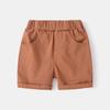 Summer Boys' Casual Blue Label Shorts Plaid Cotton and Linen Kids Fifth Pants Middle Pants Children Mid Waist Casual Casual Pants