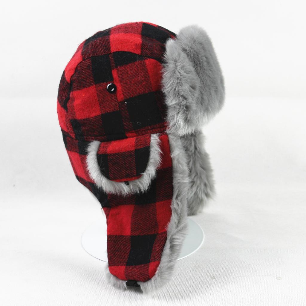 New Plaid Lei Feng Hat Direct Sales Supply Hat Thickened Warm Hat Winter Ear Protection Small