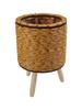 Desktop Plant Storage Indoor Rattan Flower Stand Triangular Bracket
