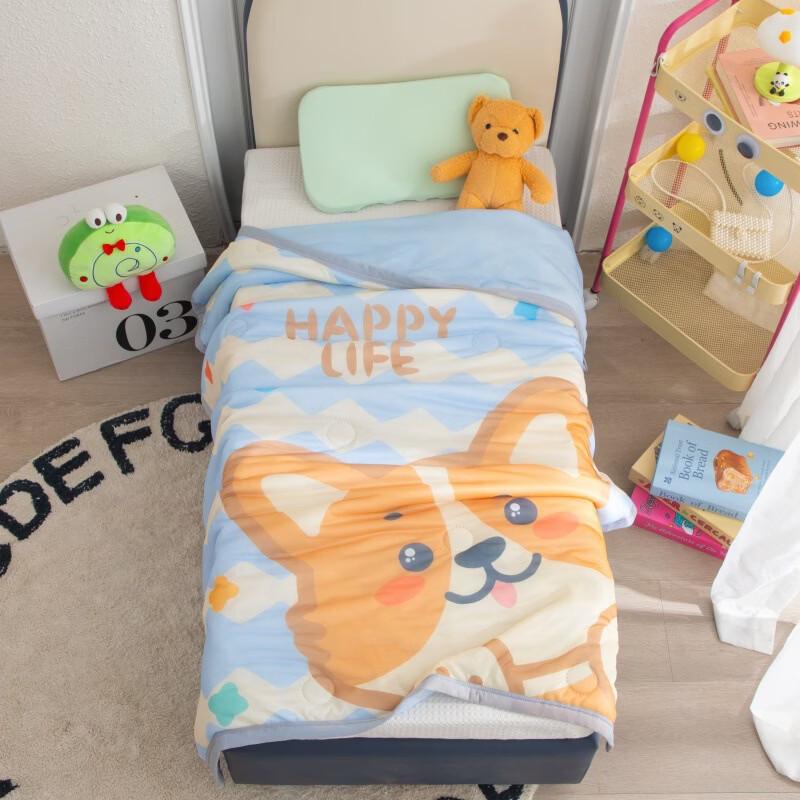 

Brangdy Cooling Silk Summer Quilt with Corgi Pattern