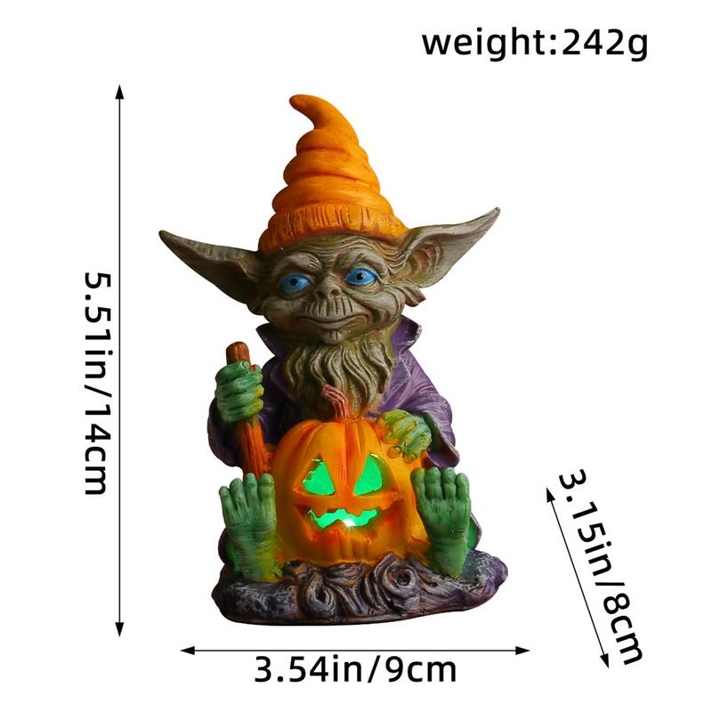 Halloween Pumpkin Lights Desk Figurine Halloween Resin Halloween Figurine For Halloween Decorations Lighted Halloween Statue