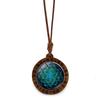 Elegant Glass Pendant Necklace With Geometric Design Vintage Brown Wax Rope Jewelry For Women And Men