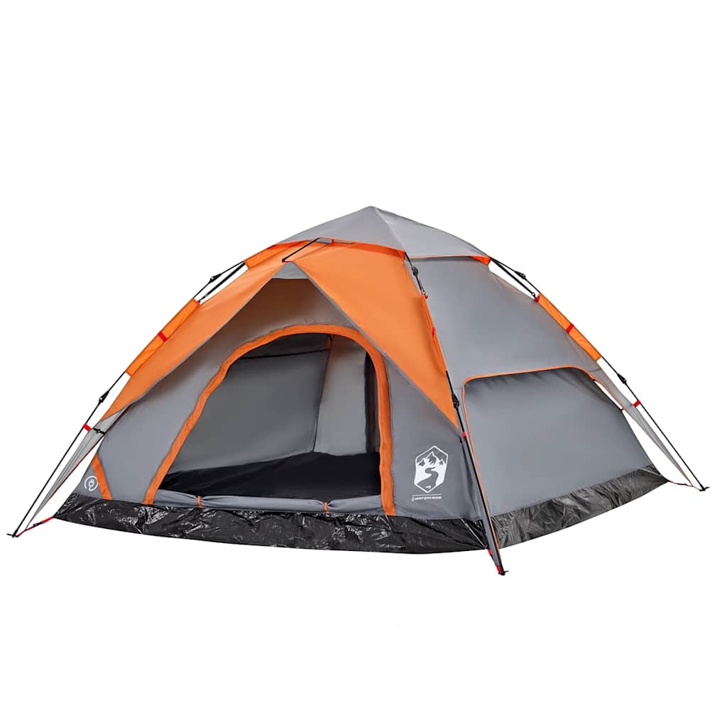 Dome Camping Tent for 5 Persons Gray and Orange Quick Release System