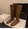 French niche long boots women's shoes 2025 new autumn and winter solid color thin but knee high knight boots