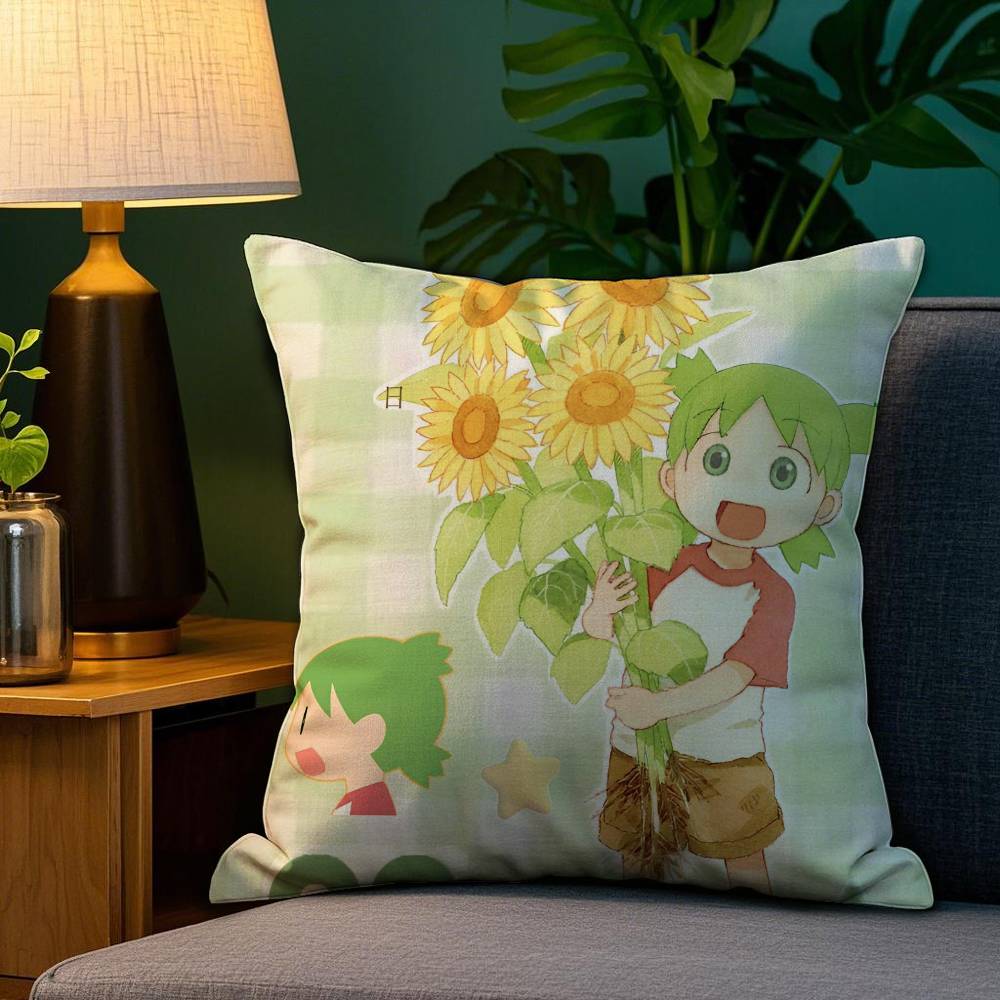 Healing Anime Cute Y-Yotsuba Pillow Case Anti-dustmite Pillowcase Invisible Zipper Silky Short Plush Sofa Cushion Cover