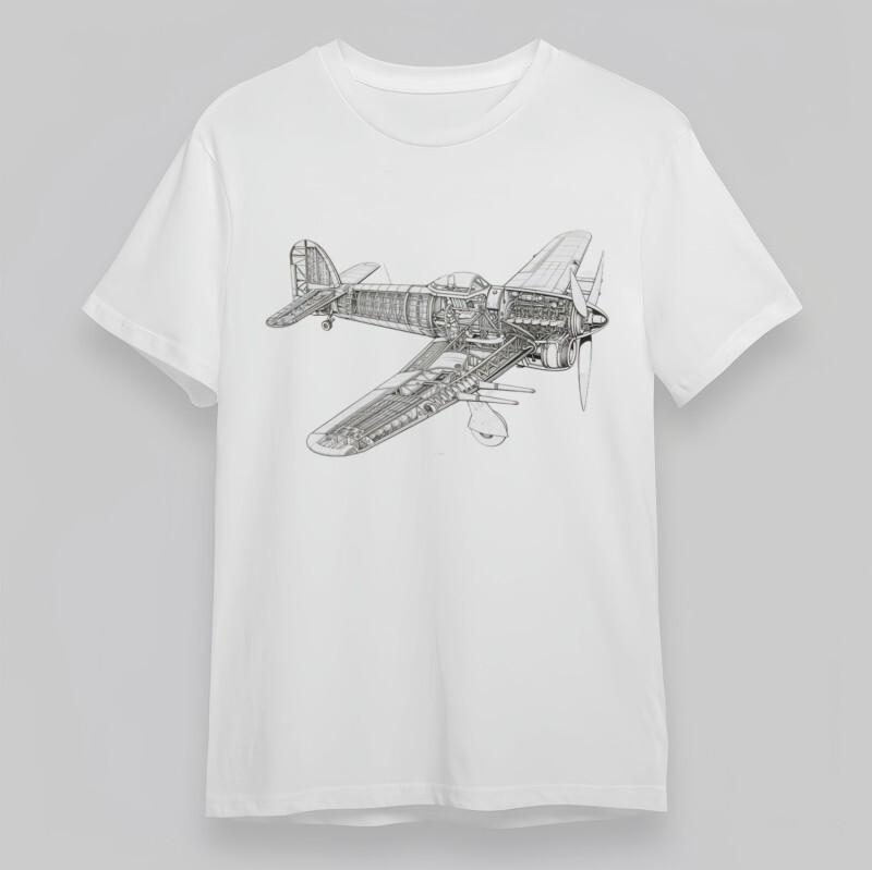 

Men s Classic T-Shirt Technical Aircraft Cross Section Graphic Plus Size Tee 3XL