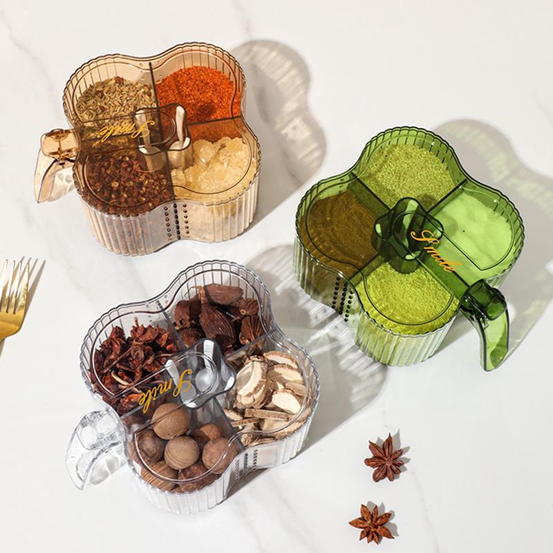 Transparent Seasoning Box Spice Holder Jar Container Travel Kitchen Storage Dry Fresh Safe PP Multi Compartment