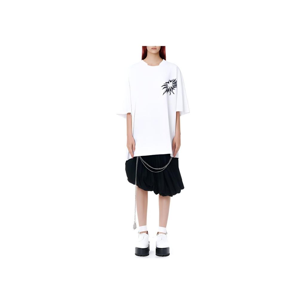 We11done Ss22 Star Pattern Printed Rhinestone Logo Short Sleeve T-Shirt Unisex Tops White WD-TT1-22-626-U-WH