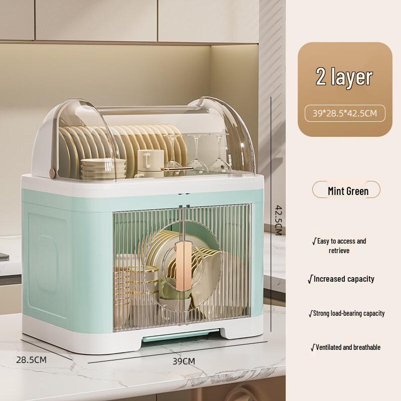 LIEI Double-Layer Dish Drying Rack with Lid