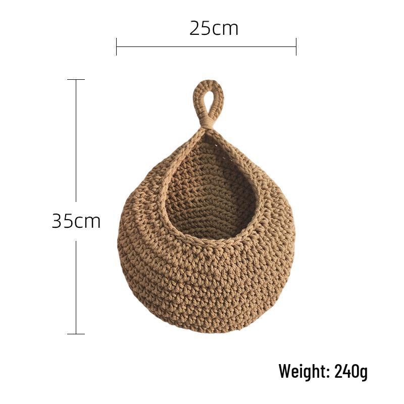 Handmade Cotton Rope Crochet Fruit Net Bag - Woven Kitchen Storage, Bird's Nest & Water Drop Design