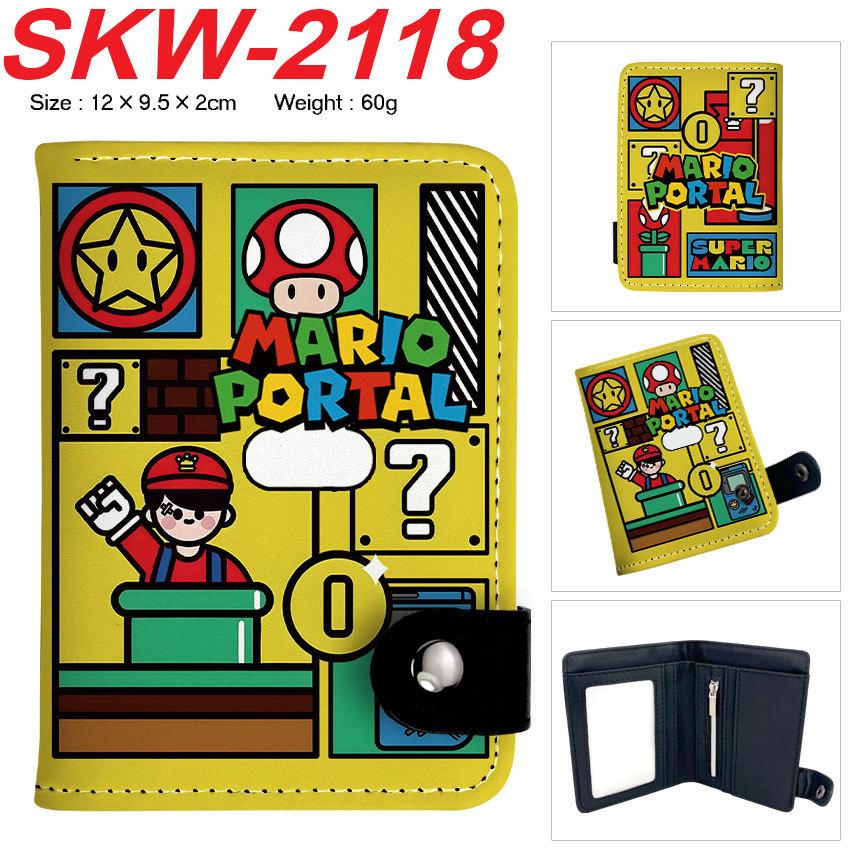 Super Mario Bros Wallet Snap Button Coin Purse Vertical Cartoon Plumber Double Layer Card Holder for Kids