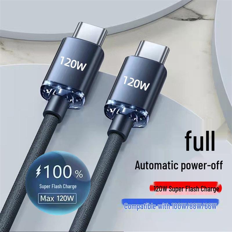 Jingyao 120W Dual Type-C Fast Charging Cable for Apple 15 & Huawei Honor 6A Flash Charging