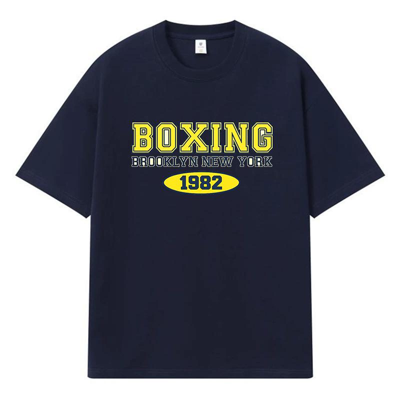 2026 Boxing Brooklyn New York 1982 Printed Graphic Y2k Harajuku Streetwear 100% Cotton T Shirt Casual Oversized Summer Men T-shirt