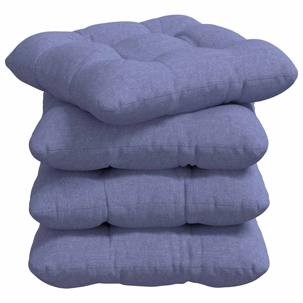Seat Cushions 4 Pcs Denim Blue 40 X 40 X 12 Cm Fabric