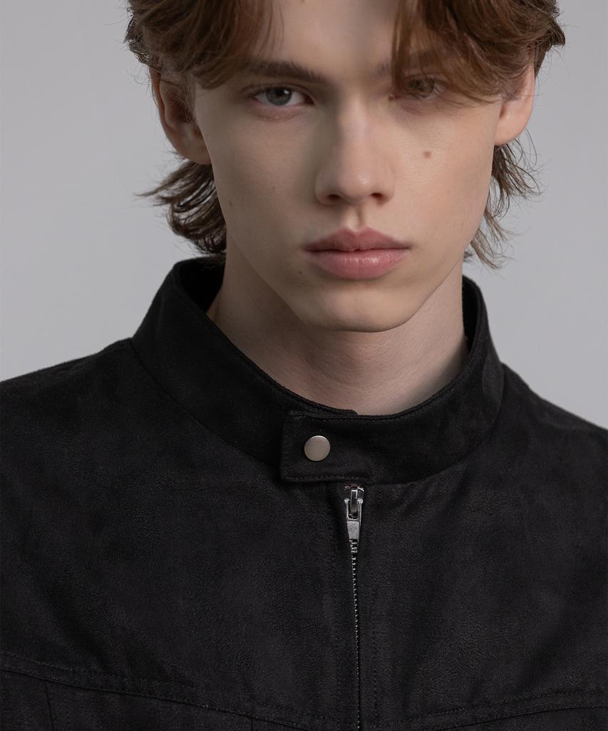 DECOROSO Biker Synthetic Suede Jacket [Black]