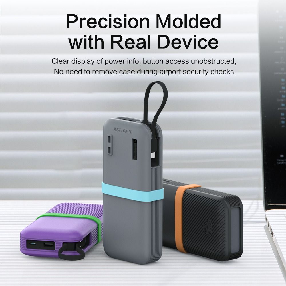 Solid Color Silicone Case Shockproof Carrying Case for CUKTECH CP25 20000mAh Power Bank 55W Travel