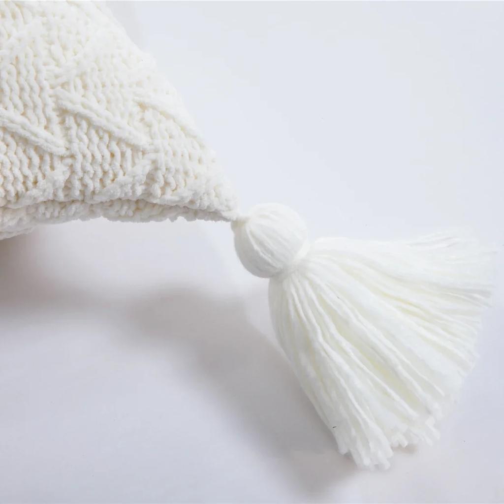 REGINA Cute Tassels Chenille Pillow Case Nordic Bed Knitted Pillow Cover Fall Home Decorative Pillowcase Sofa Soft Cushion Cover