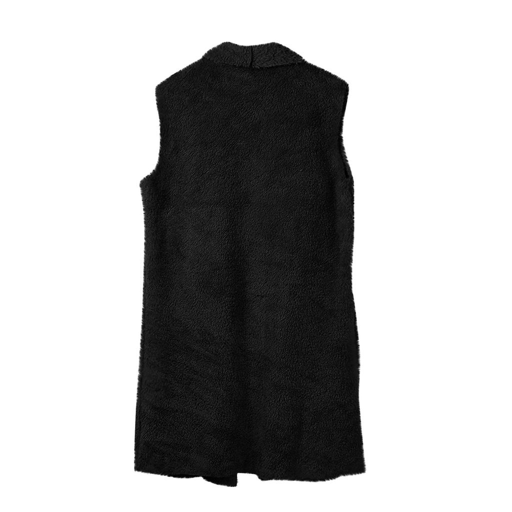 Women's Fashion Color Casual Coat Plush Vest Top With Pockets