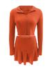 Dames Effen Kleur Rits Cropped Top & Ruche Rokje Set