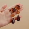 Water Drop Earrings, with Amber Gradient Design, Durable Alloy Retro Elegant Style Jewelry for Women