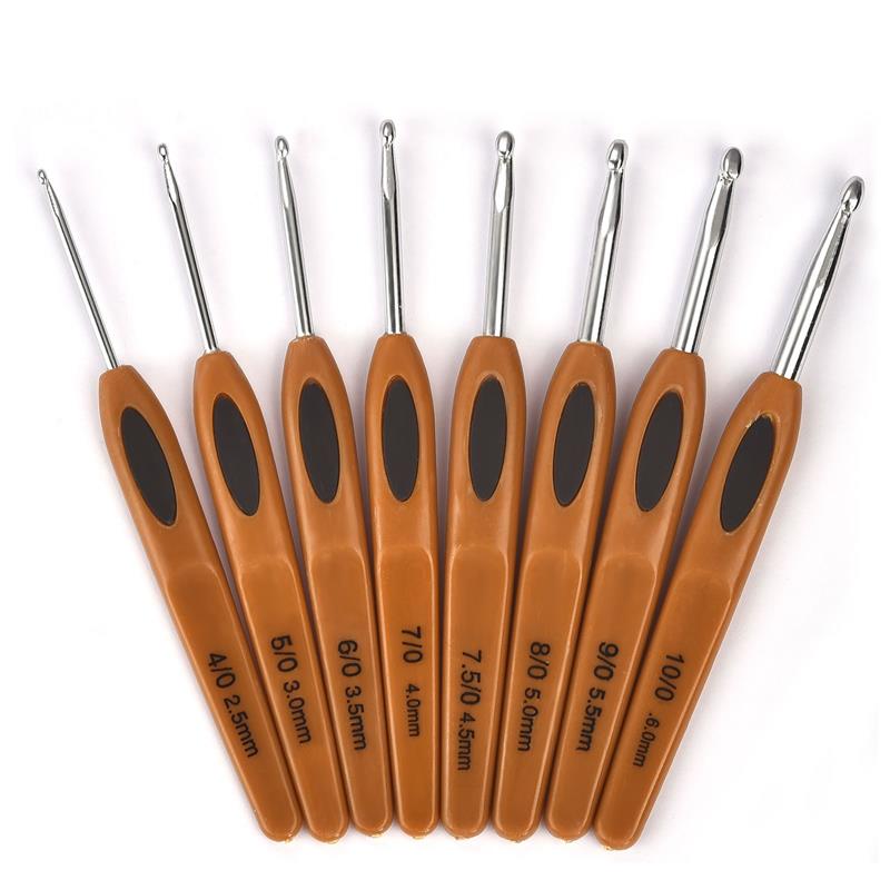 8Pcs Mix Size 2.5mm-6mm Crochet Hook Knit Weave Yarn Craft Knitting Needle Plastic Handle Knitting Hooks Needles Tools Christmas