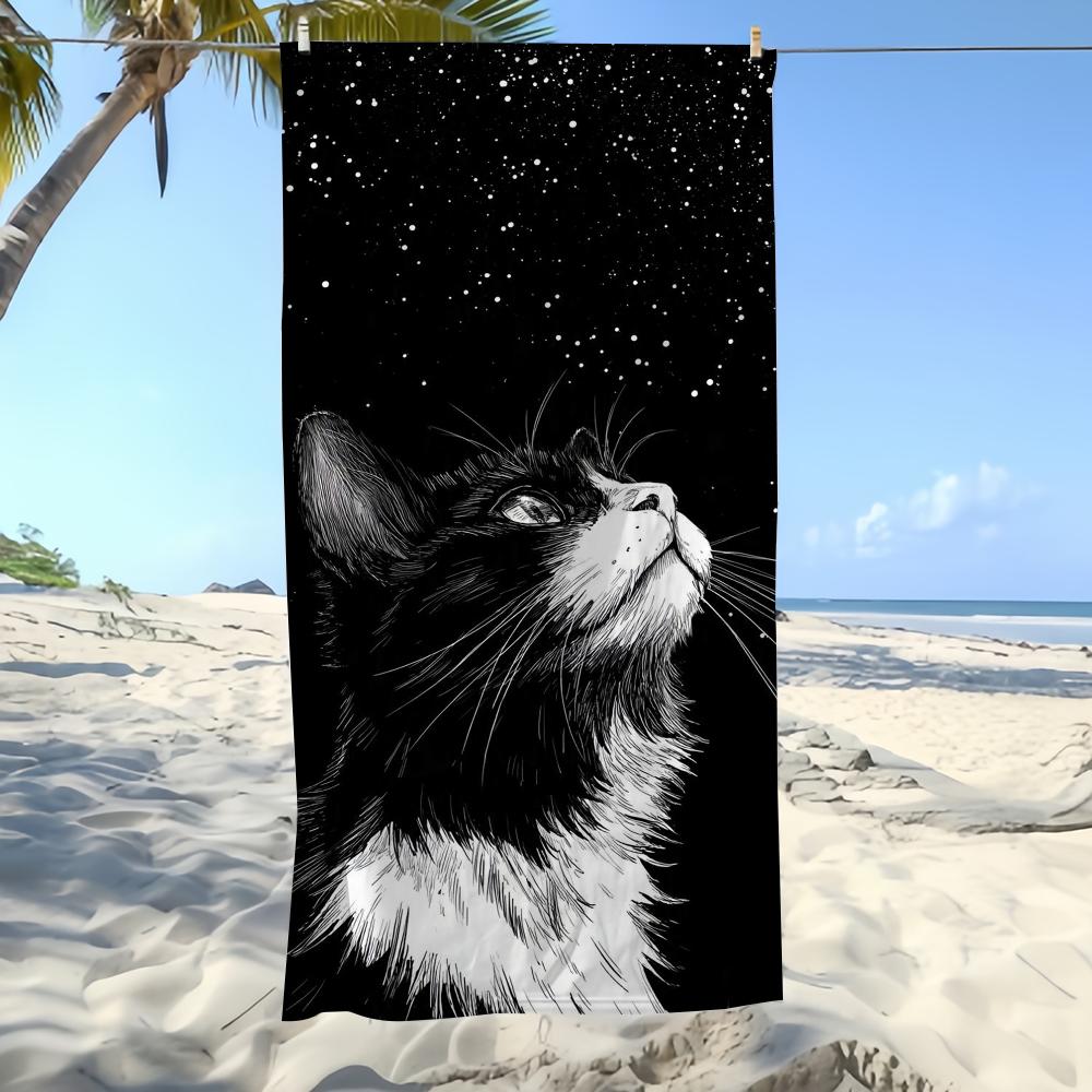Towel Textile Bathrobe Beach Quick-Drying Lightweight Looks Cat Cool Portable Up Camping Swim Pool Travel