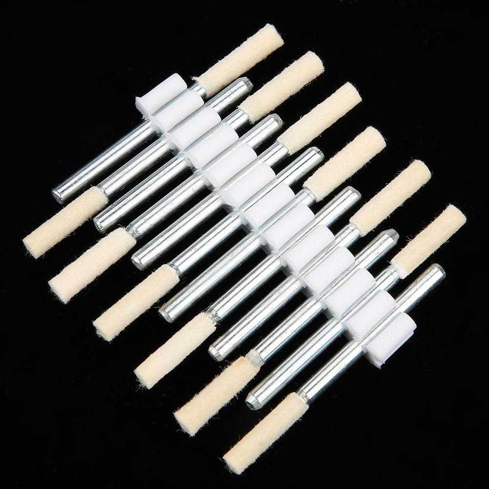 12pcs Cylindrical Wool Grinding Polishing Head Buffing Wheel 3mm Shank for Rotary Tool (3mm)