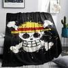 1PC One Piece Straw Hat Pirates Patterned Flannel Blanket Suitable For All Seasons For Home Decor Warmth And Comfort Gifts Holiday Present