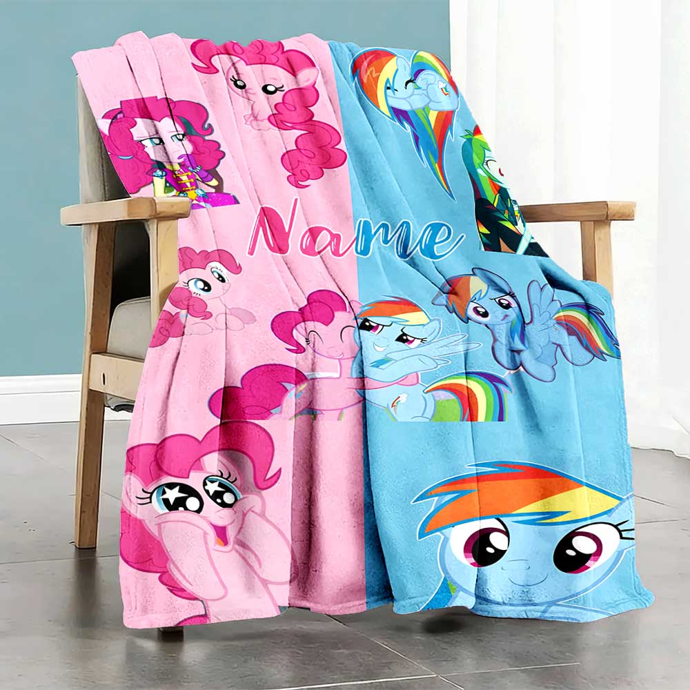 Little Pony (11) Personalized Text Blanket Multi-purpose Customizable Blanket Durable Comfort Perfect for Office Office Chair Livingroom Picnics