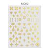 Gold 3D Geometric Pattern Heart Star Stripes Water Transfer Stickers Nail Art Decoration