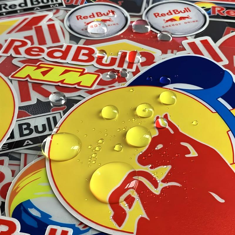 Motorcycle Stickers, Red Bull Events Sponsored Stickers, Plastic Helmet, Car Body, Homemade Decorative Waterproof Sunscreen Stickers Tank