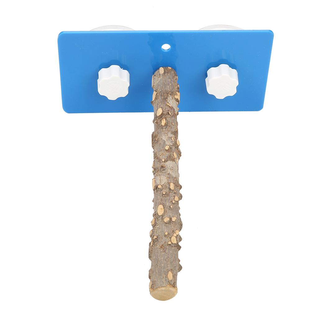 Plastic Wall Mounted Bird Standing Rack with Suction Cup for Taking Shower Travel (Fagara Wood)