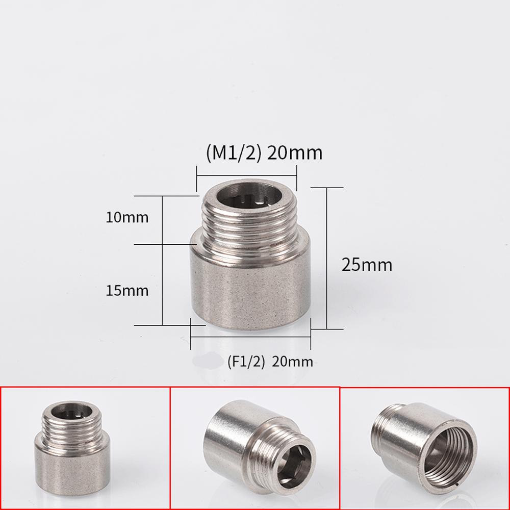 Brass 1/2 " Female To Male Stainless Steel Thickened Extension Joint Lengthened Hexagonal Extension Direct Chrome Plating Brass