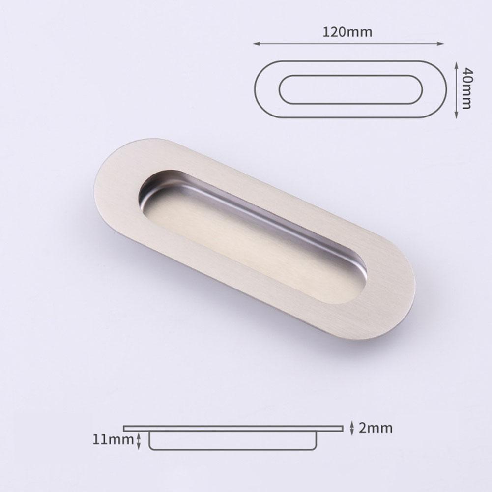 2MM Thick Door Knobs Handle 4mm Screw 120*40mm Embedded Oval Square Stainless Steel Wardrobe Invisible Cabinet