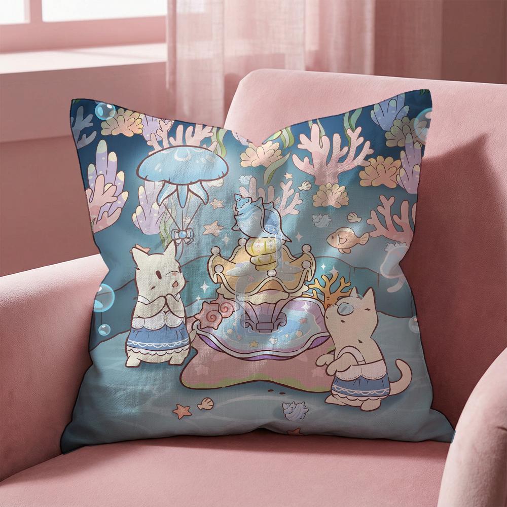 Cats & Soup Cushion Cover Multi-Scene Pillow Cover for Home & Car - Reversible, Soft & Durable for Daily Use