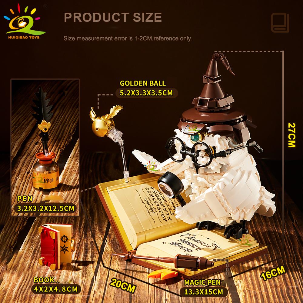 MOC Owl Doctor Magic Book with Lights Building Blocks Bricks Animal Models Boys Assembly Toys Kid DIY Home Desk Decor