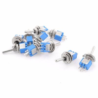 10pcs New Blue SPDT Latching On/On 2 Position Miniature Toggle Switch AC 125V/3A