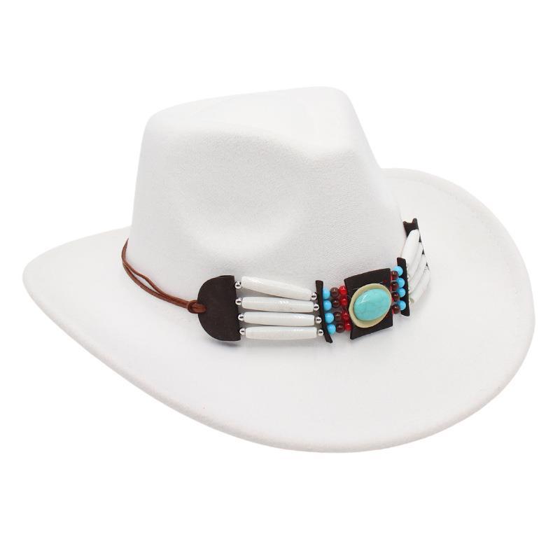 Ethnic Style Western Cowboy Hat Curled Tweed Hat Tibetan Top Hat