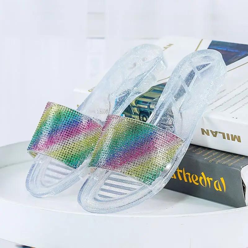 Clear Living Room Women's Slippers and Ladies Sandals Jelly Transparent Shoes Indoor Slides Home House Summer Footwear Pvc Vip