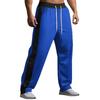 Fashion trousers men's trousers autumn and winter splicing colour collision loose straight drawstring casual trousers men