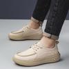 2025 Autumn Men's Height-Boosting Thick-Soled Leather Skate Shoes - Comfortable, Fashionable Lace-Up Design