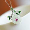 Hotan Jade S925 Silver Inlaid Lotus Pendant Necklace