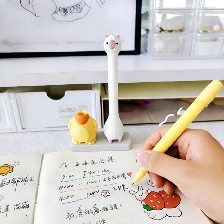 Practical Gel Pen Cartoon Character Shape Silicone Ergonomic Standing Pen Perfect for Writing Fun and Smooth Inks Flows
