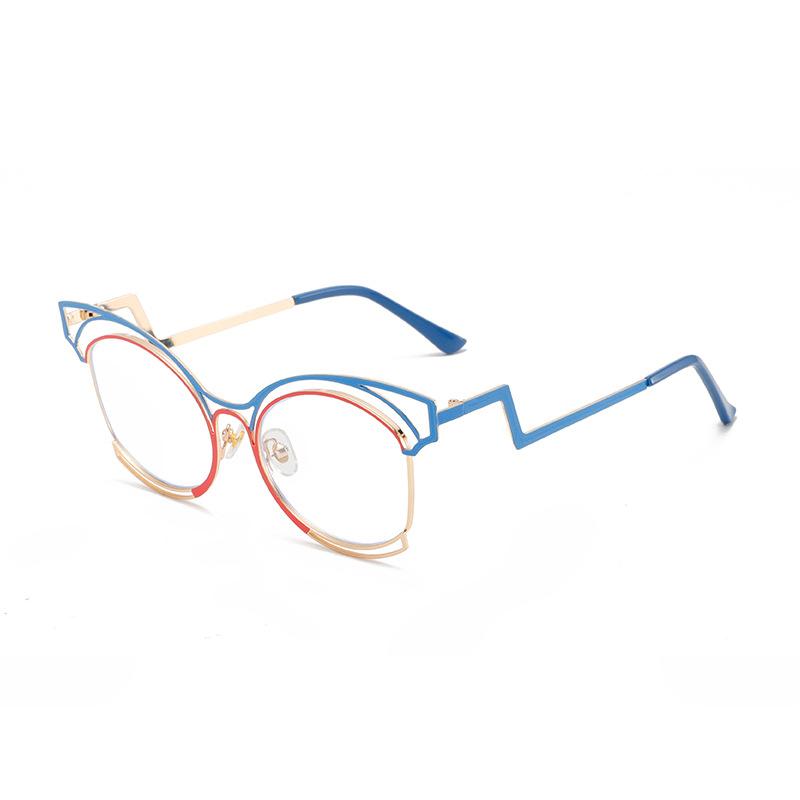 Rhaegal Monture Métallique Colorée Œil de Chat Lunettes Bloquant la Lumière Bleue Femme Design Élégant Verres Plans Lunettes Cosmétiques